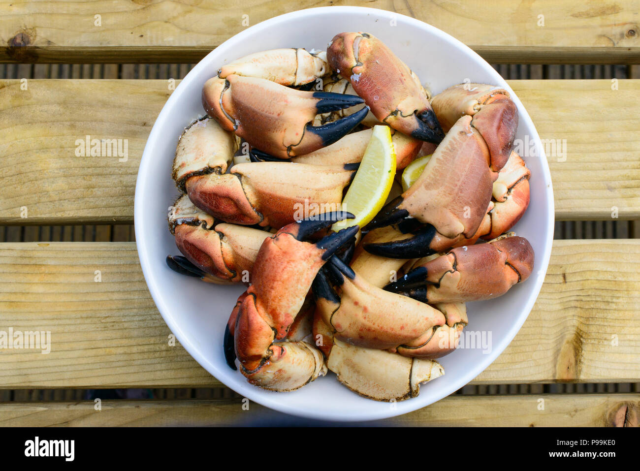 Große Schale frische Krabben Stockfoto