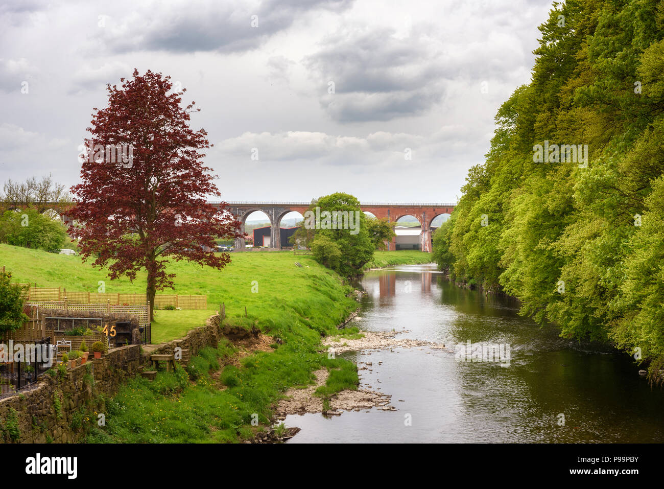 Die längste Viadukt in Lancashire, in der Nähe der Whalley Stadt. Stockfoto