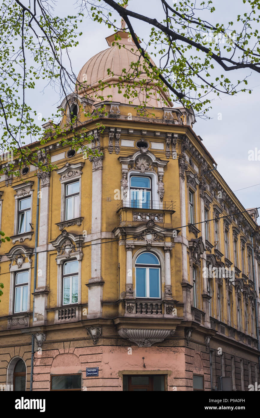 Alte Gebäude in Cesky Tesin Stadt in den Mährisch-Schlesischen Region der Tschechischen Republik Stockfoto