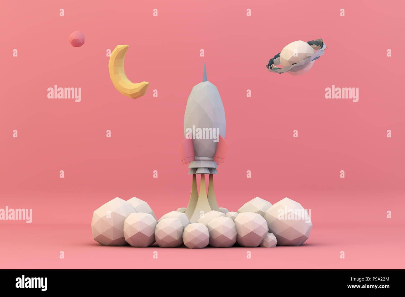 Rocket Launch 3D-Rendering Stockfoto