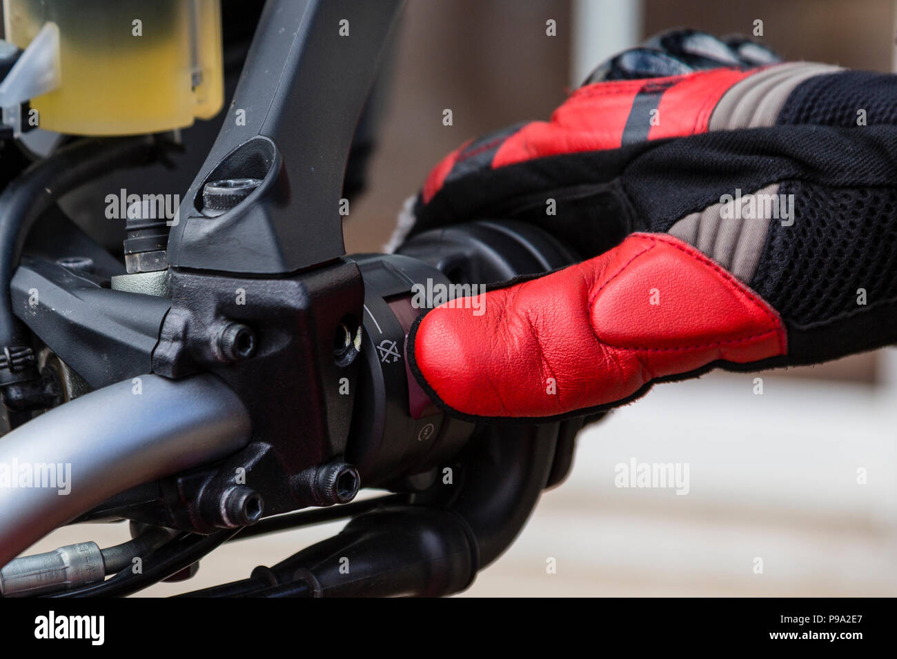 Electronic Start auf Ducati Multistrada Motor-zyklus Stockfoto