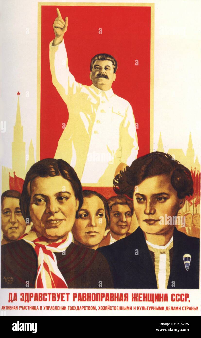 Lang lebe der sowjetischen Frau emanzipiert. Museum: Russian State Library, Moskau. Stockfoto