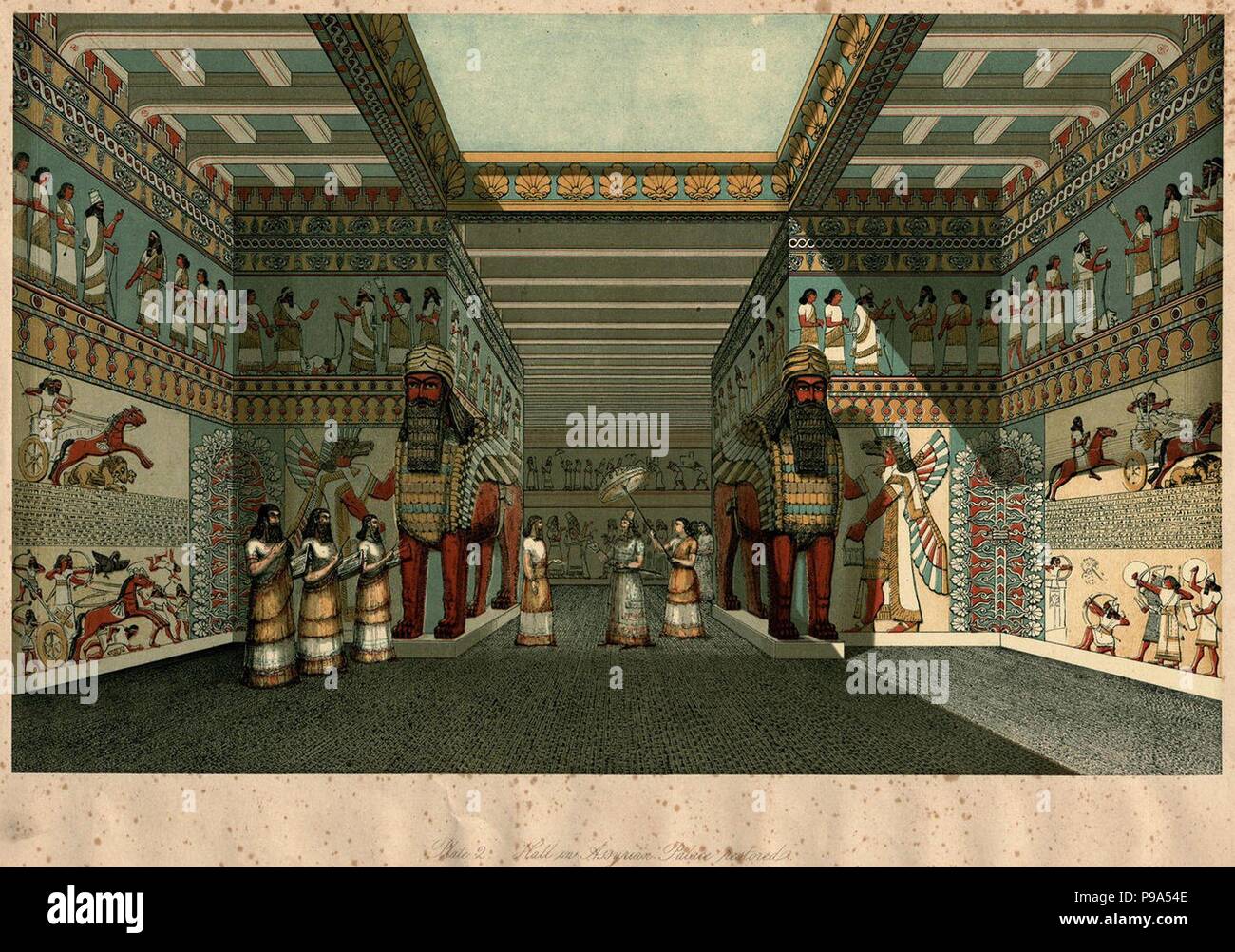 Die Halle eines assyrischen Palast restauriert (Aus 'Ninive Gericht in der Crystal Palace' von Austen Henry Layard). Museum: private Sammlung. Stockfoto