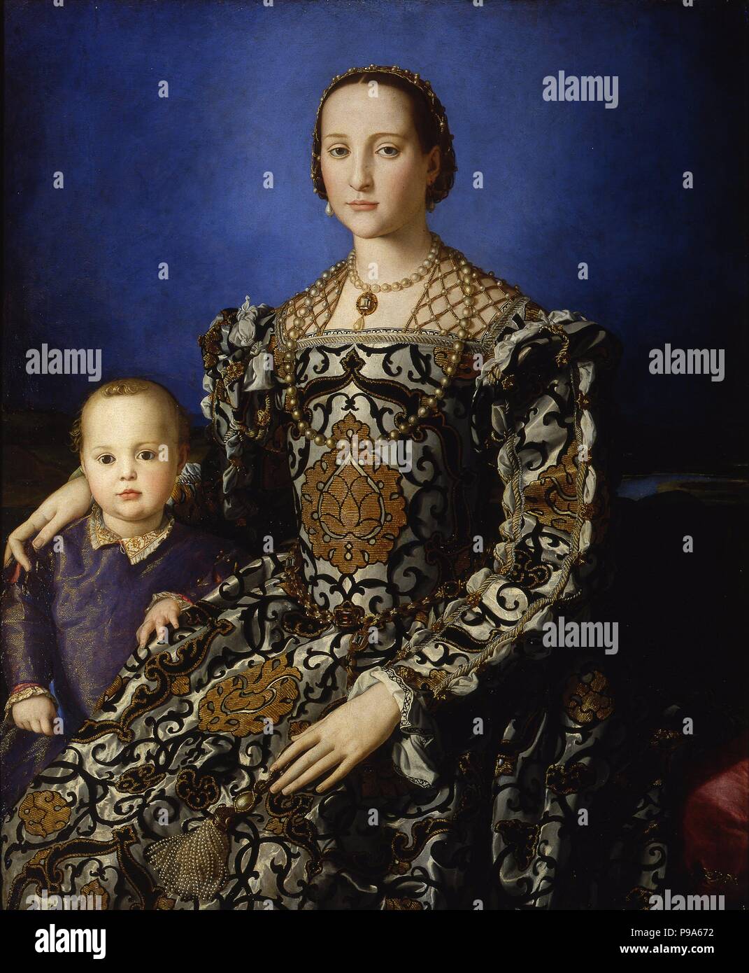 Portrait von Eleonore von Toledo mit ihrem Sohn Giovanni. Museum: Uffizien, Florenz. Stockfoto