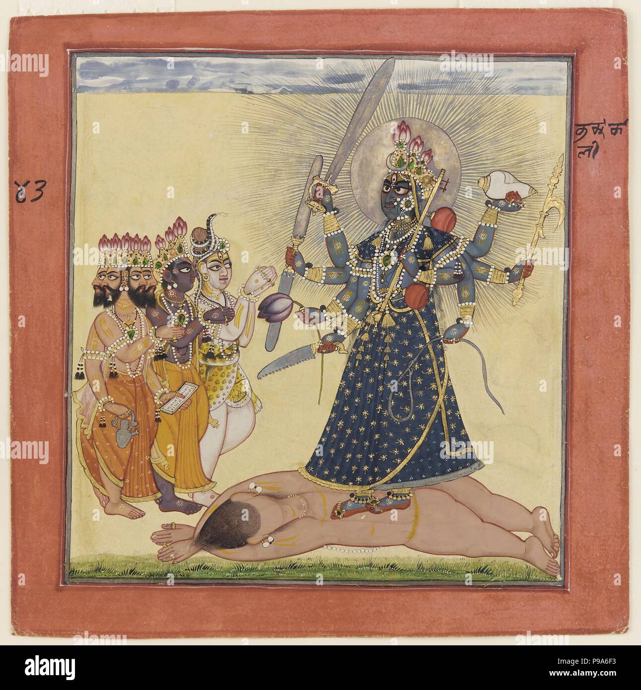 Göttin Bhadrakali verehrt von den Göttern (aus der tantrischen Devi Serie). Museum: Freier Kunst, Washington, DC Stockfoto