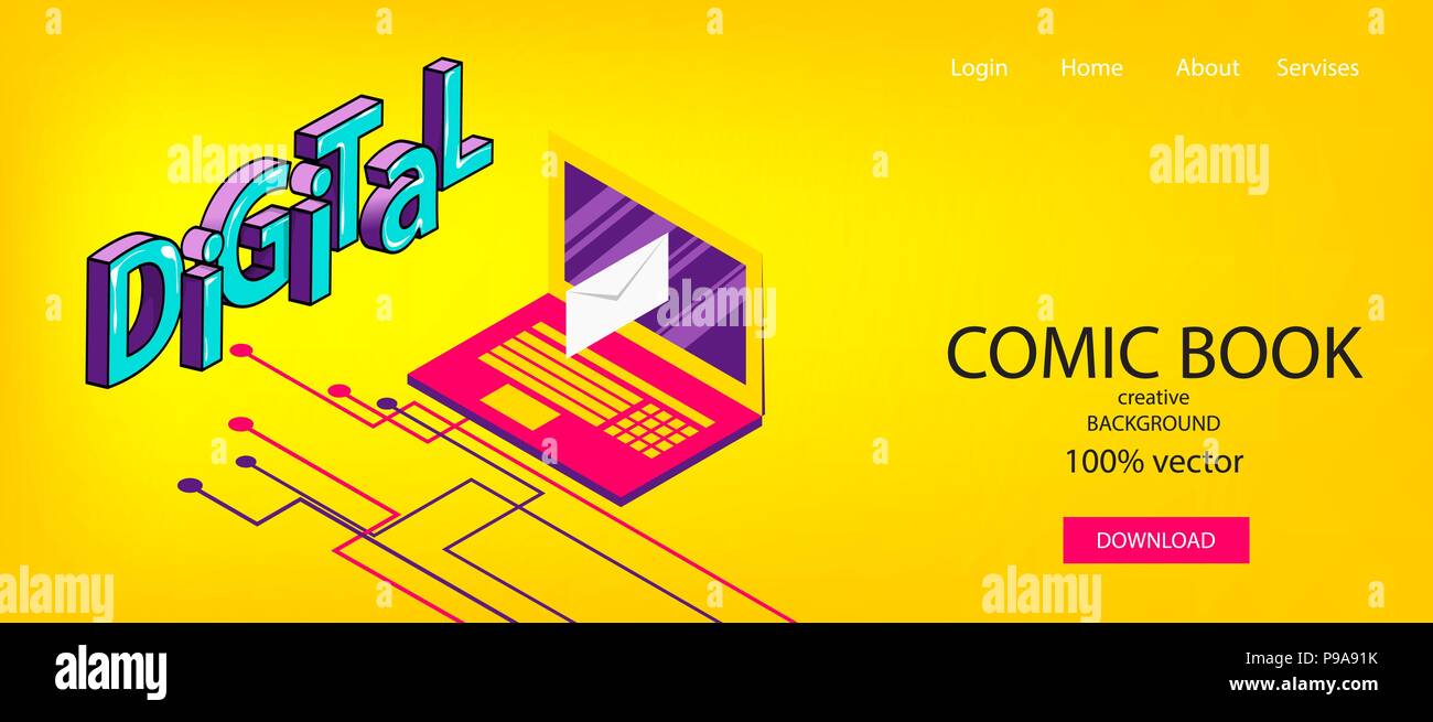 Isometrische banner Business Flat website Hintergrund Stock Vektor