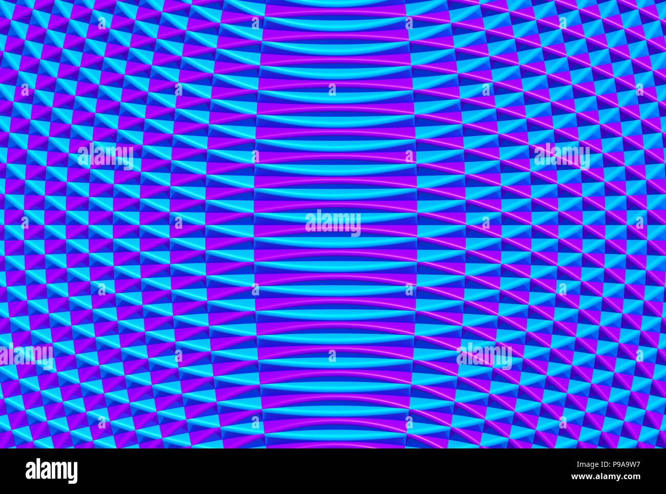 Cyan und Lila wellen Interferenz 3D-Abbildung 2 Stockfoto