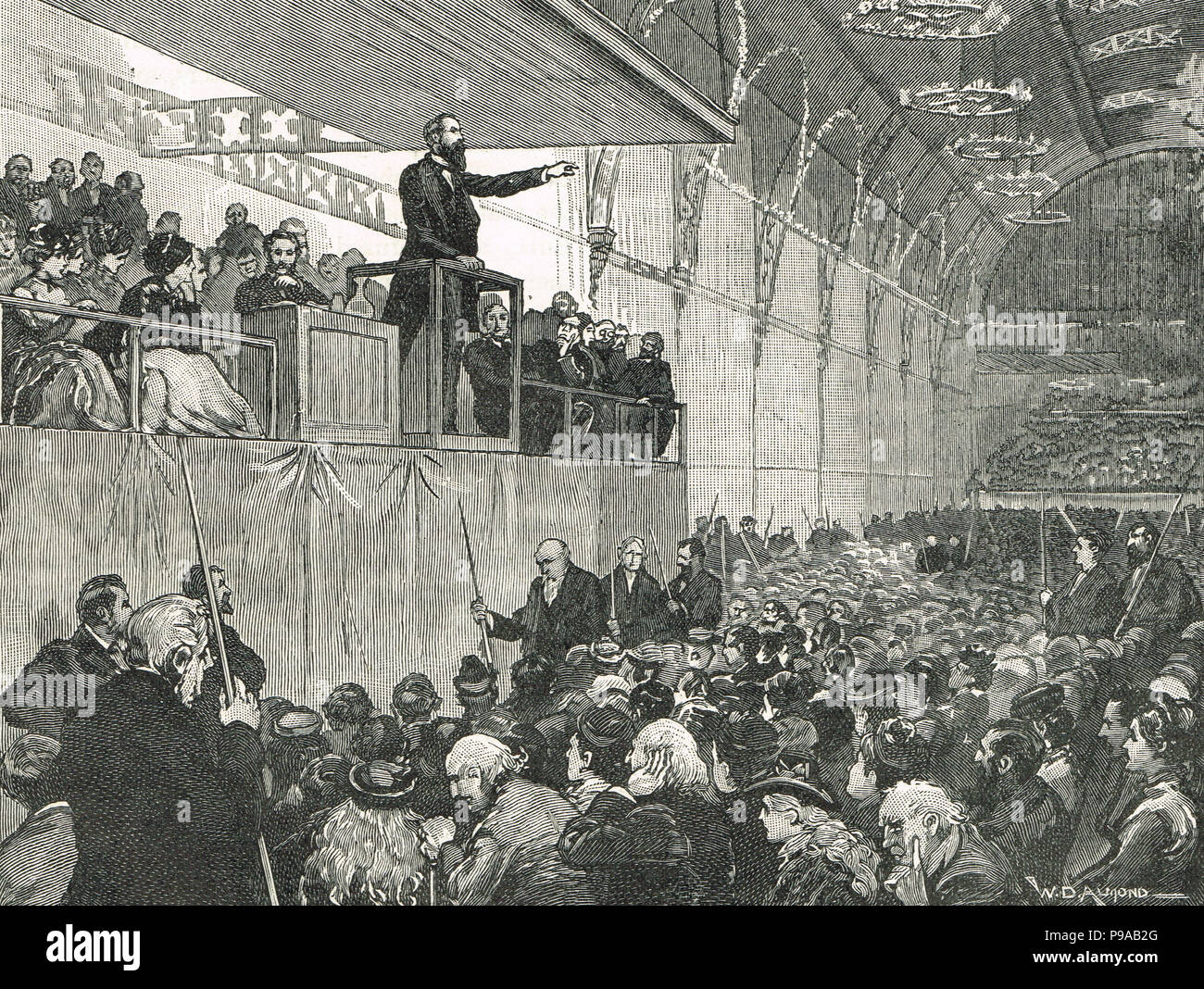 Herren Moody und Sankey der Erweckungsbewegung in der landwirtschaftlichen Hall, London, 9. März 1875 Stockfoto