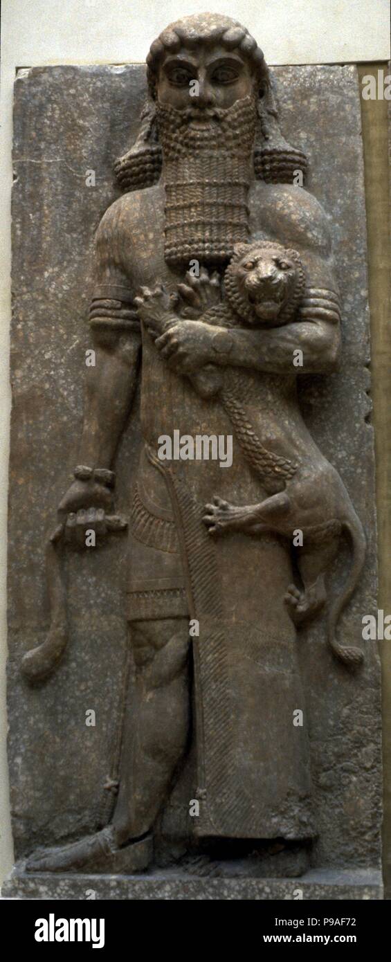 Held Gilgamesch Mastering ein Löwe. Museum: Musée du Louvre, Paris. Stockfoto