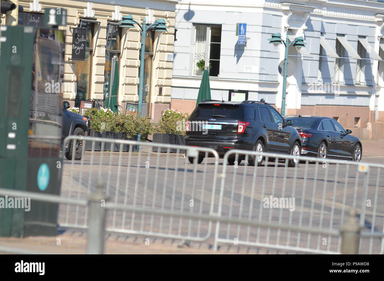 Helsinki, Finnland. 16. Juli 2018. Der US-amerikanische Präsident Donald Trump und der russische Präsident Wladimir Putin in Helsinki vor dem Gipfel von Helsinki 2018 Credit: S RB/Alamy leben Nachrichten Stockfoto