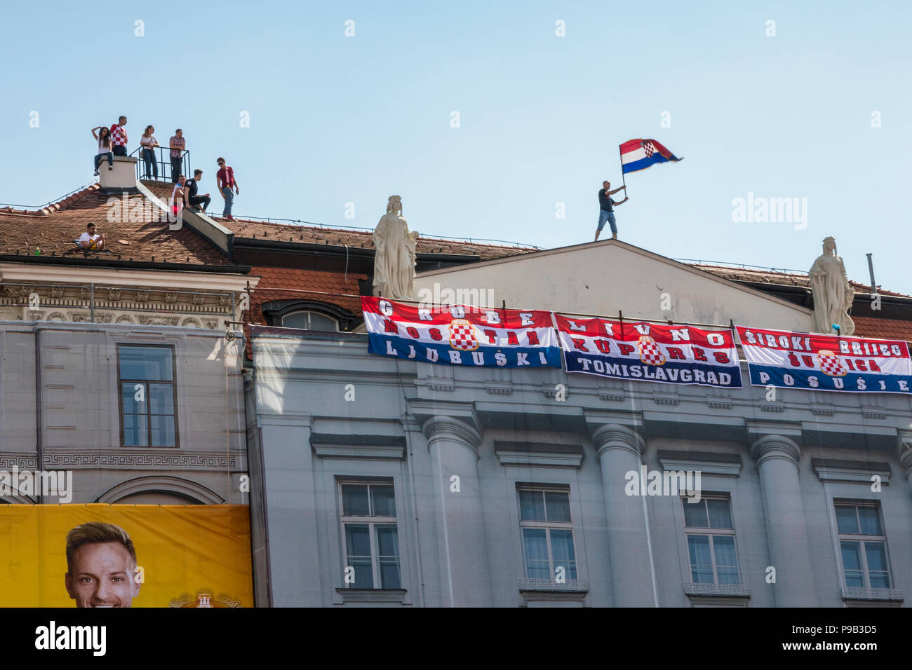 Zagreb, Kroatien, Sonntag, Juli 16, 2018, Feier der Kroatischen Fußball-Nationalmannschaft auf dem platz Ban Jelacic Credit: Nino Marcutti/Alamy leben Nachrichten Stockfoto