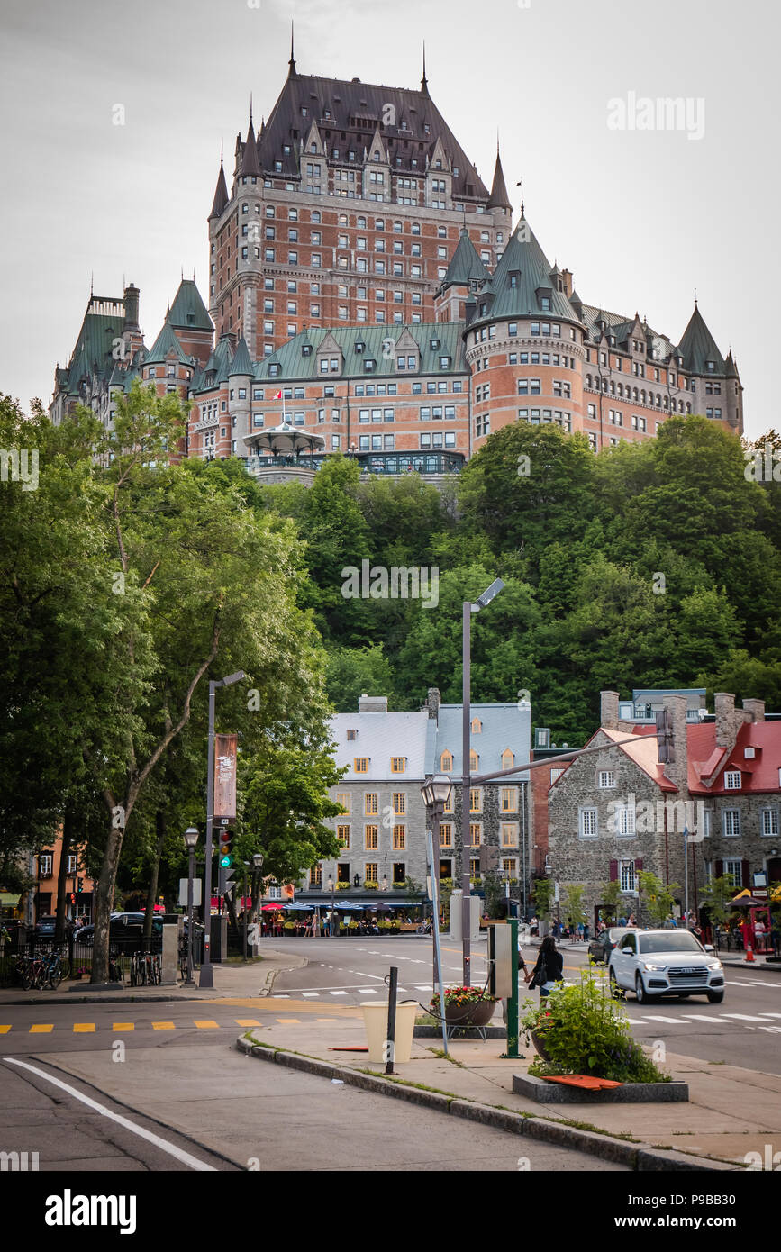 Chateau Frontenac Hotel in Quebec City Blick von der unteren Stadt Stockfoto