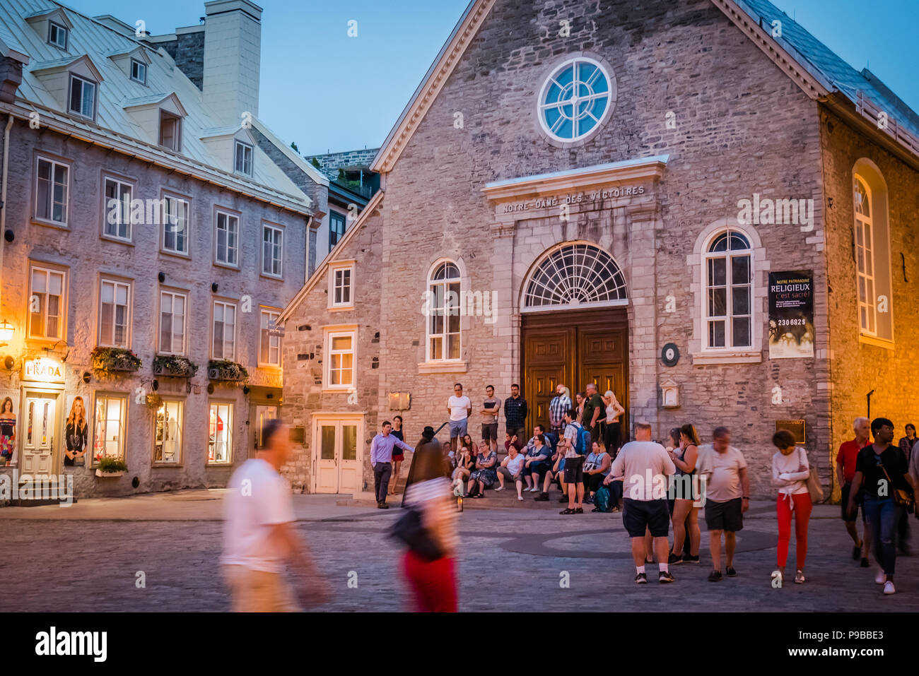 Place Royale, Quebec City ist die Stelle, wo Samuel de Champlain 1608 landete und gründete die erste französische Siedlung in Nordamerika Stockfoto