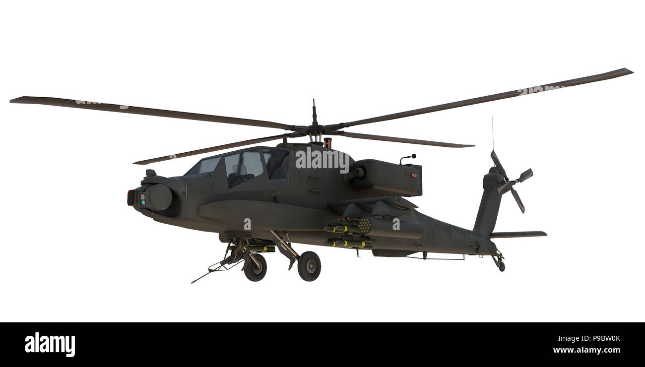 Ah 64 Apache Kampfhubschrauber isoliert auf weißem Stockfoto