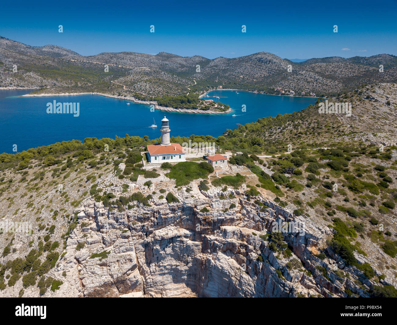 Luftaufnahme der Insel Lastovo Stockfoto