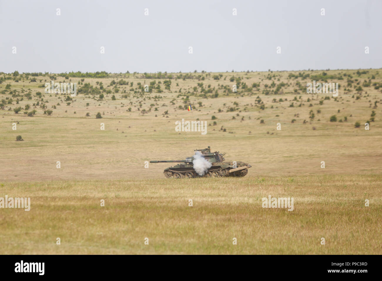 BABADAG, Rumänien - 23. JUNI 2018: Eine russische T-55 Light Tank, während einer Räumungsübung Stockfoto