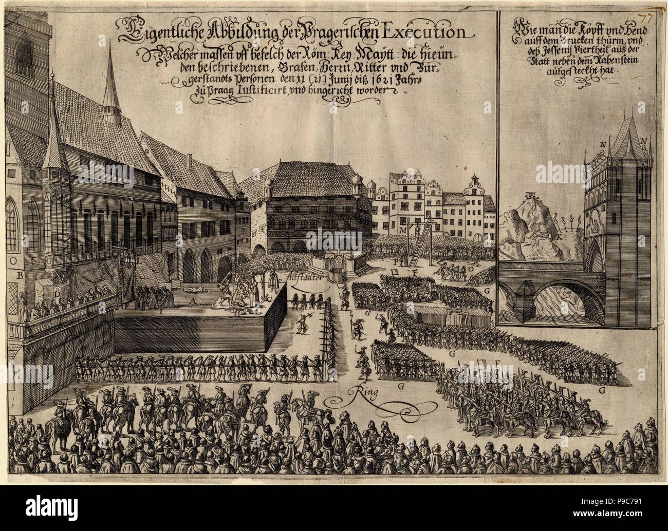 Ausführung von 27 protestantischen Führer auf dem Altstädter Ring in Prag am 21. Juni 1621. Museum: private Sammlung. Stockfoto