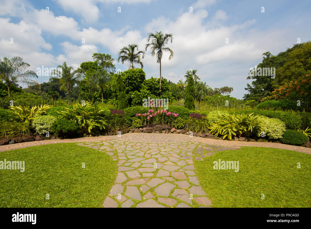 Blick auf den National Orchid Garden im Botanischen Garten von Singapur. Singapur Stockfoto