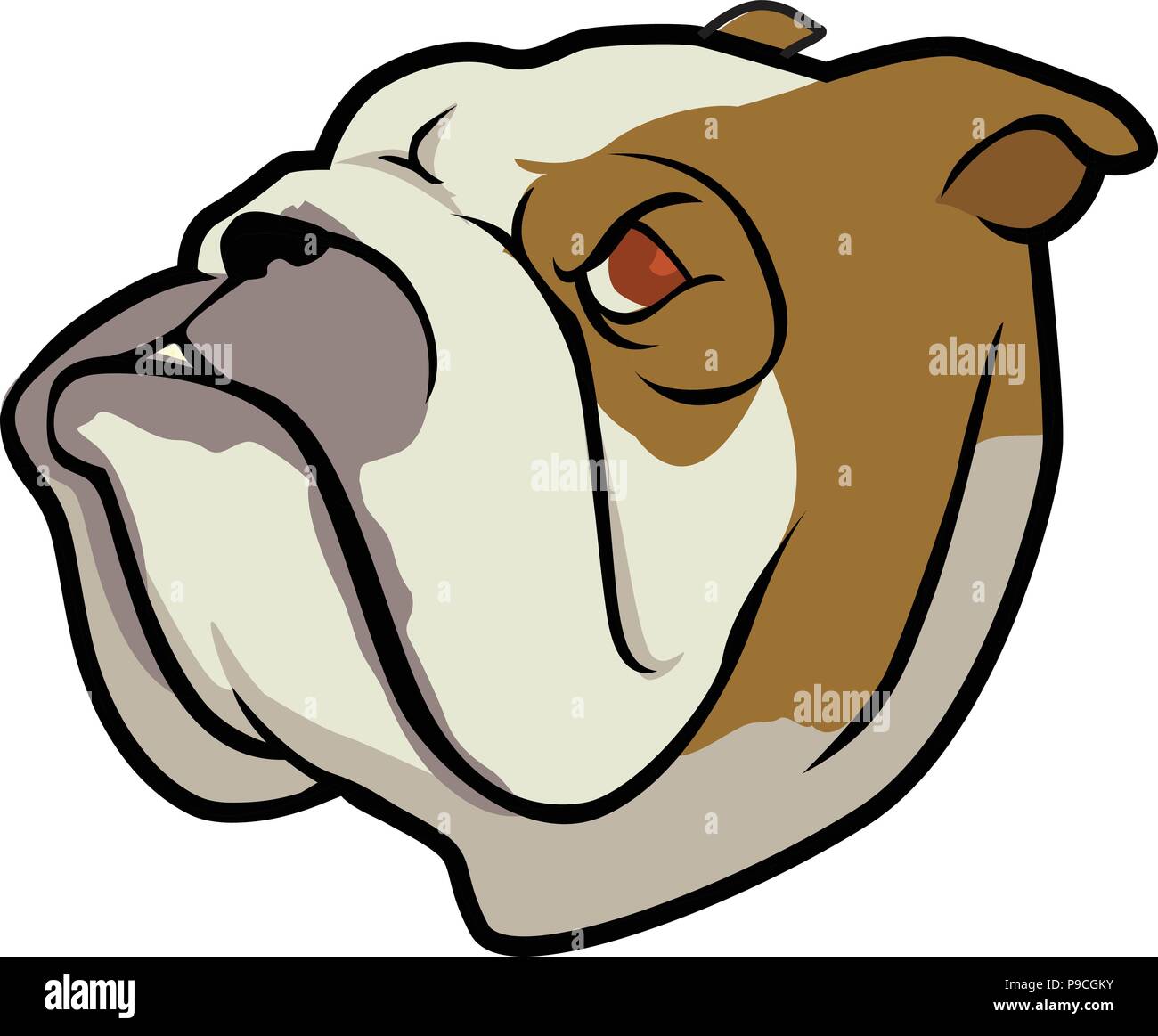 Cartoon Vector Illustration Einer Bulldogge Gesicht 2 Stock Vektorgrafik Alamy