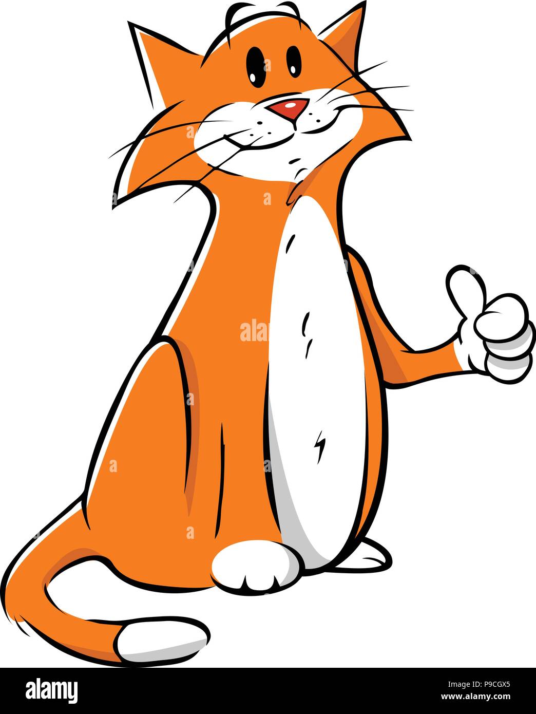 Cartoon Vector Illustration einer Katze geben Daumen bis Stock Vektor