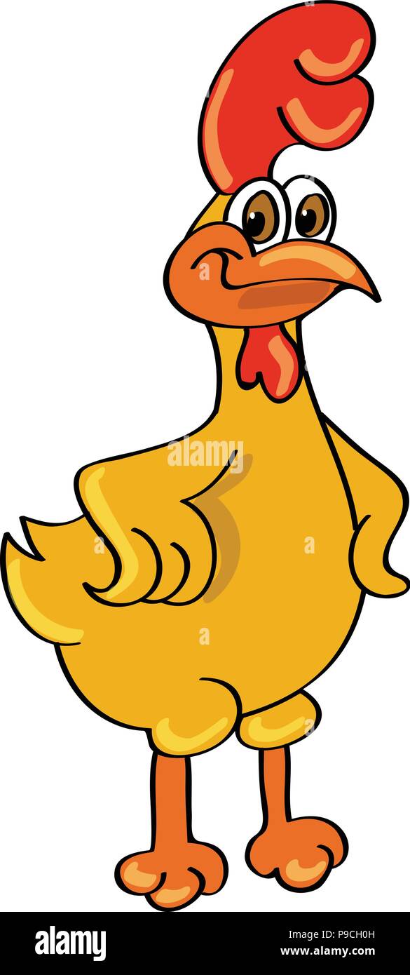 Cartoon Vector Illustration eines Huhn stehend Stock Vektor
