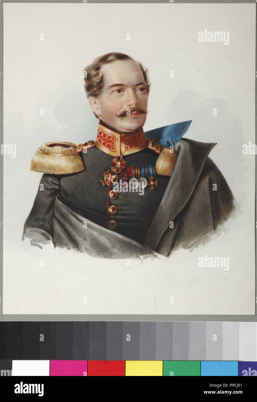 Porträt des Grafen Dmitri Alexeevich Shcherbatov (1818-1881). Museum: Staatliche Zentrale Literarische Museum, Moskau. Stockfoto