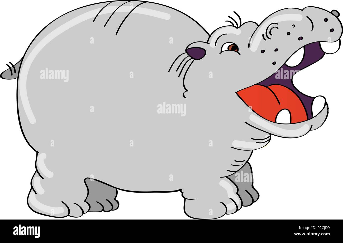 Cartoon Vector Illustration eines Nilpferds Stock Vektor