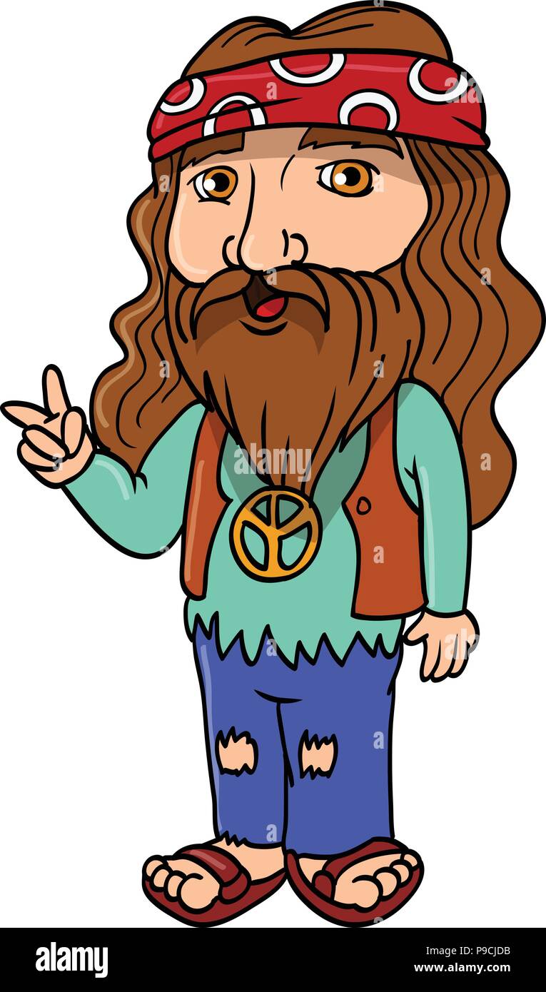 Cartoon Des Friedlichen Hippie Stock Vektorgrafik Alamy