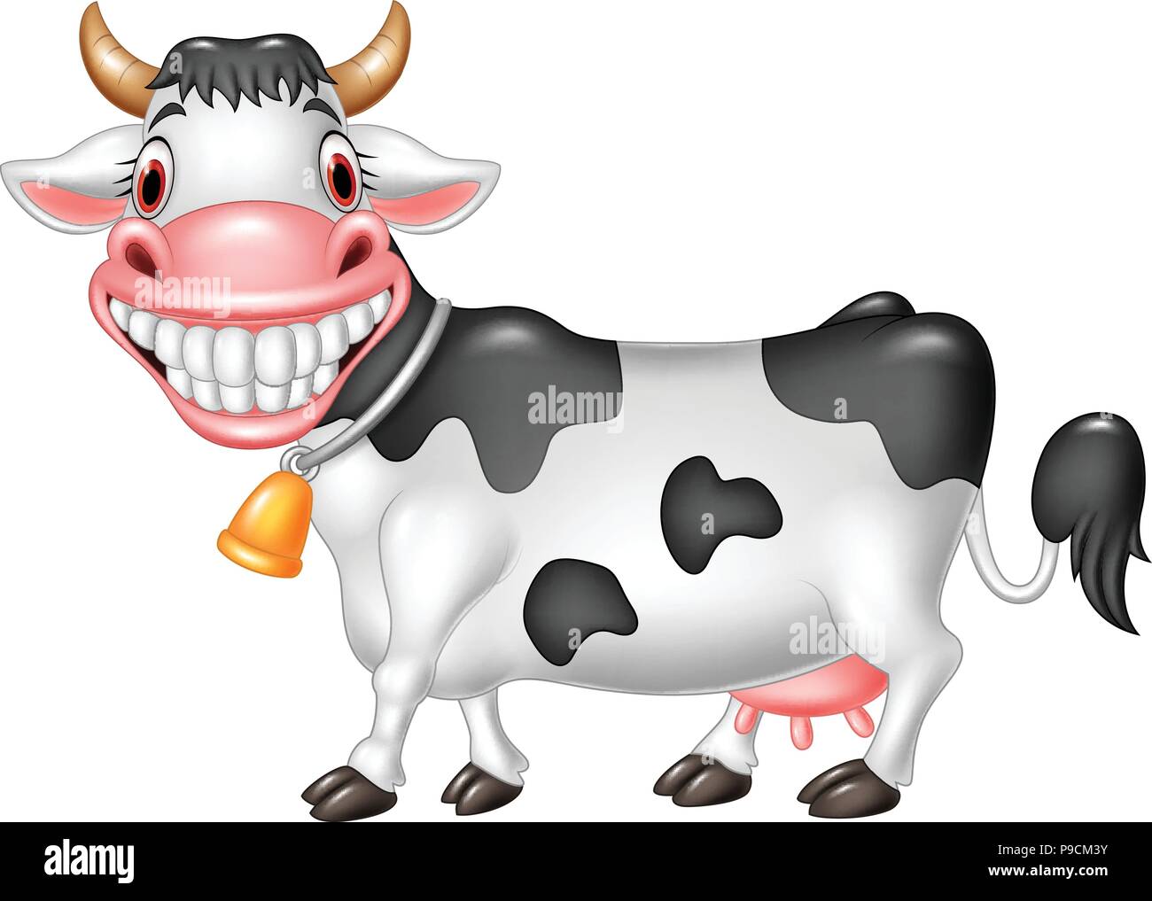 Cartoon Happy Cow auf weißem Hintergrund Stock Vektor