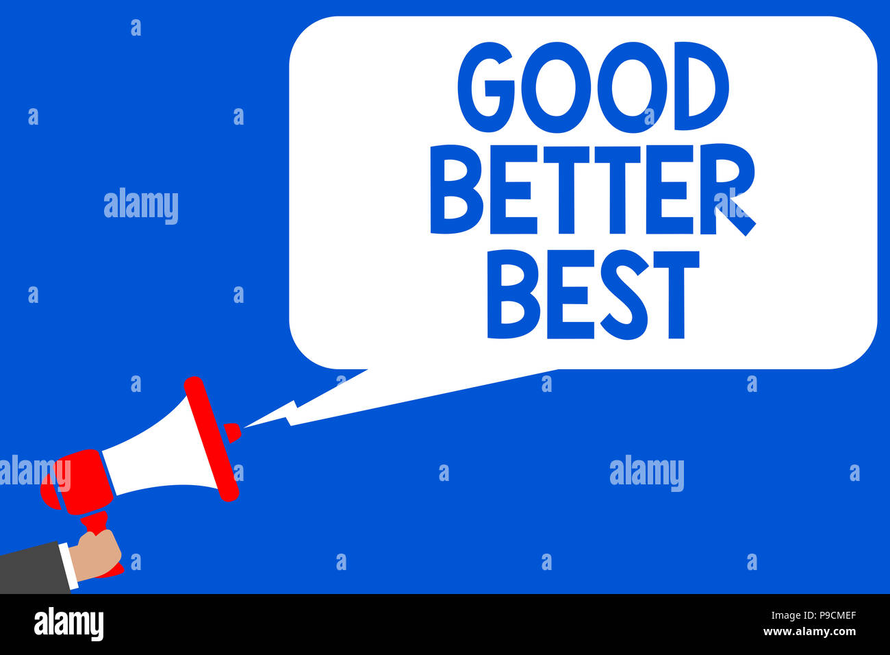 Wort Schreiben Text Gut Besser Am Besten Business Konzept Fur Qualitat Erhohen Verbesserung Erreichung Excellence Mehrere Linien Blau Script Nachricht Declar Stockfotografie Alamy