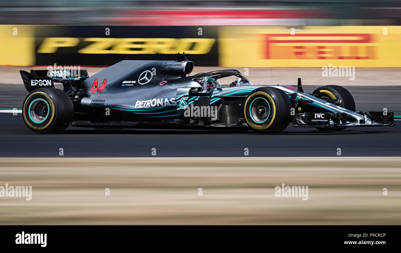 Bilder von der Formel 1 Britischen Grand Prix in Silverstone am 8. Juli 2018. Vettel gewann Räikkönen, Hamilton, 2. und 3. Stockfoto
