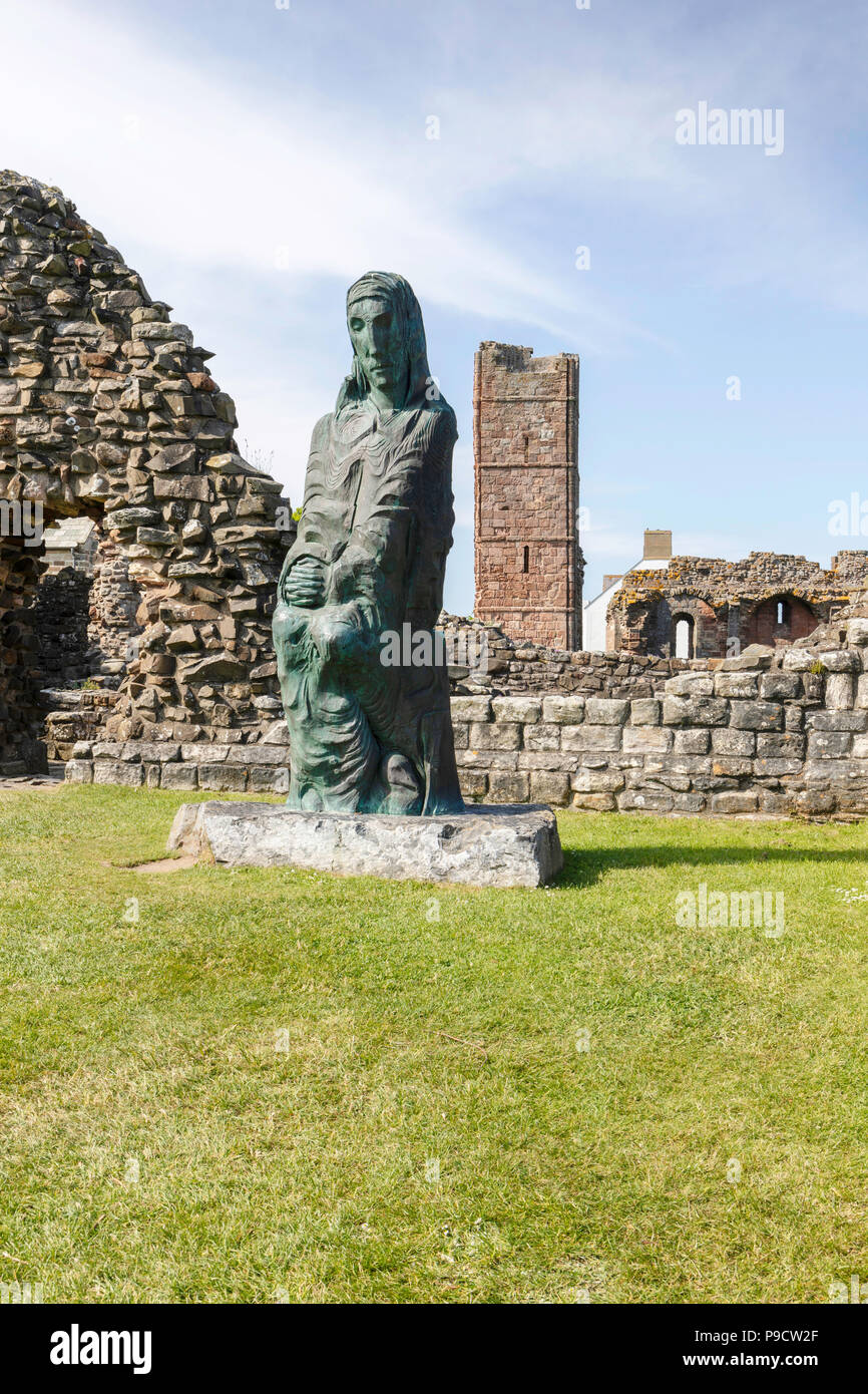 Die Überreste der berühmten Kloster. Die heilige Insel von Lindisfarne, Stockfoto