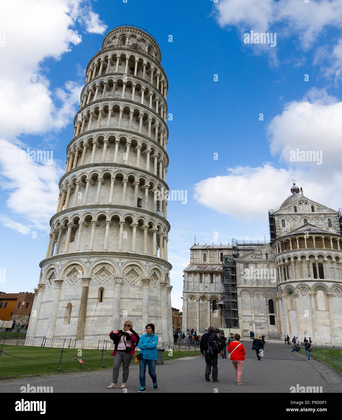 Der Glockenturm in Pisa, Toskana, Italien. Allgemein als der Schiefe Turm von Pisa bekannt Stockfoto