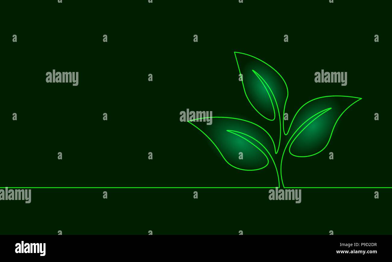 Eine durchgehende Linie kunst wachsenden Keimen. Blätter Samen wachsen Boden Sämling Eco Natural farm Konzept Design eine Skizze Maßbild Vector Illustration Stock Vektor