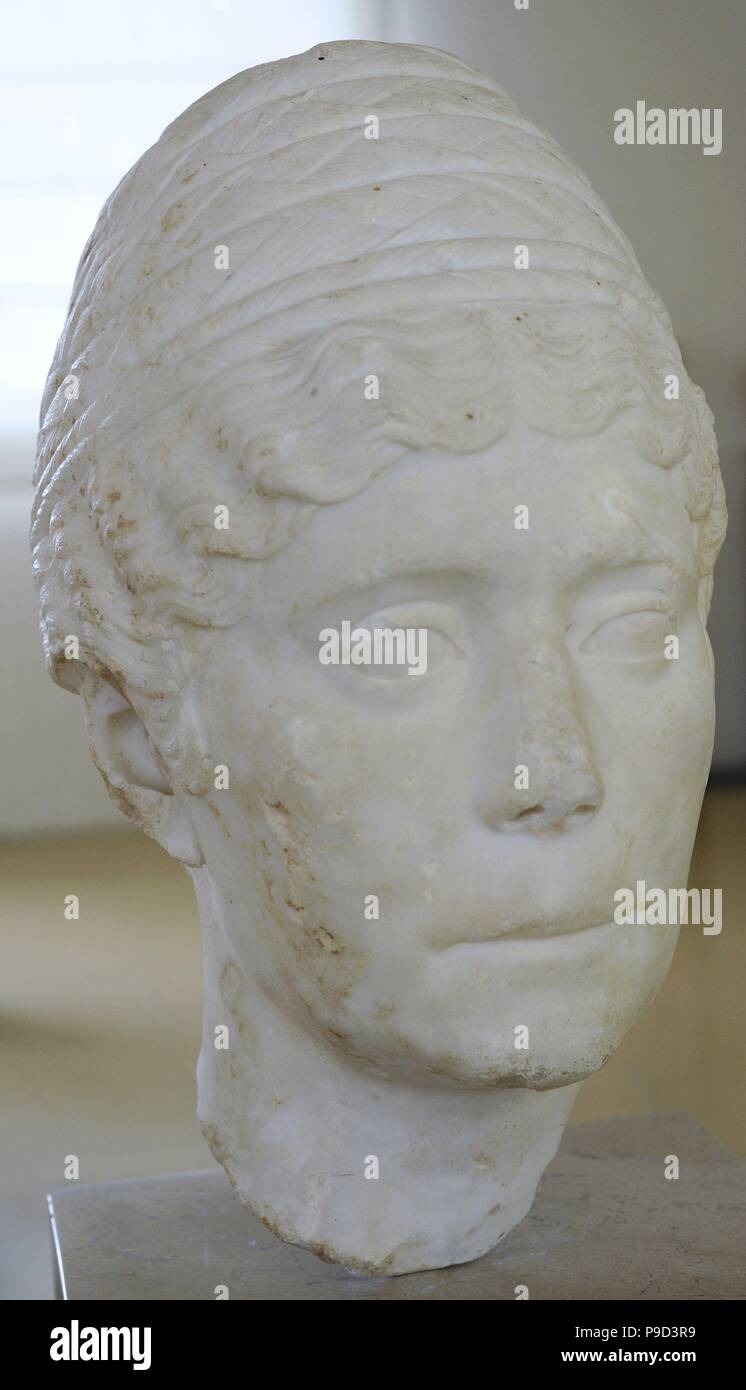 Porträt von unbekannten Dame. Büste. Mitte des zweiten 1. Jahrhundert n. Chr.. Antoninus Pius-Ära. Spanien. Nationales Archäologisches Museum. Tarragona. Katalonien, Spanien. Stockfoto
