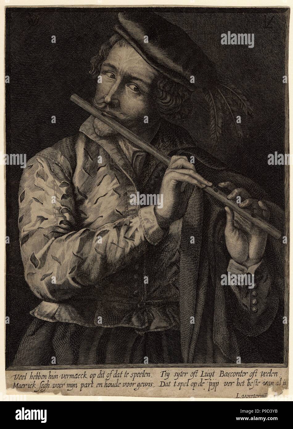 Der Flötenspieler. Museum: private Sammlung. Stockfoto