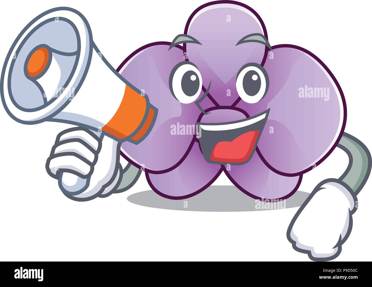Mit Megafon orchid flower Charakter Cartoon Stock Vektor