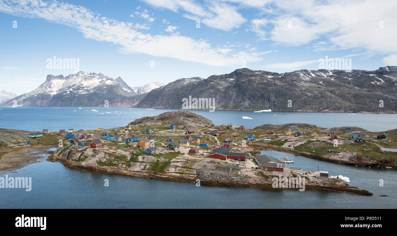 Panorama von Aappilattoq Township, südlichen Grönland Stockfoto