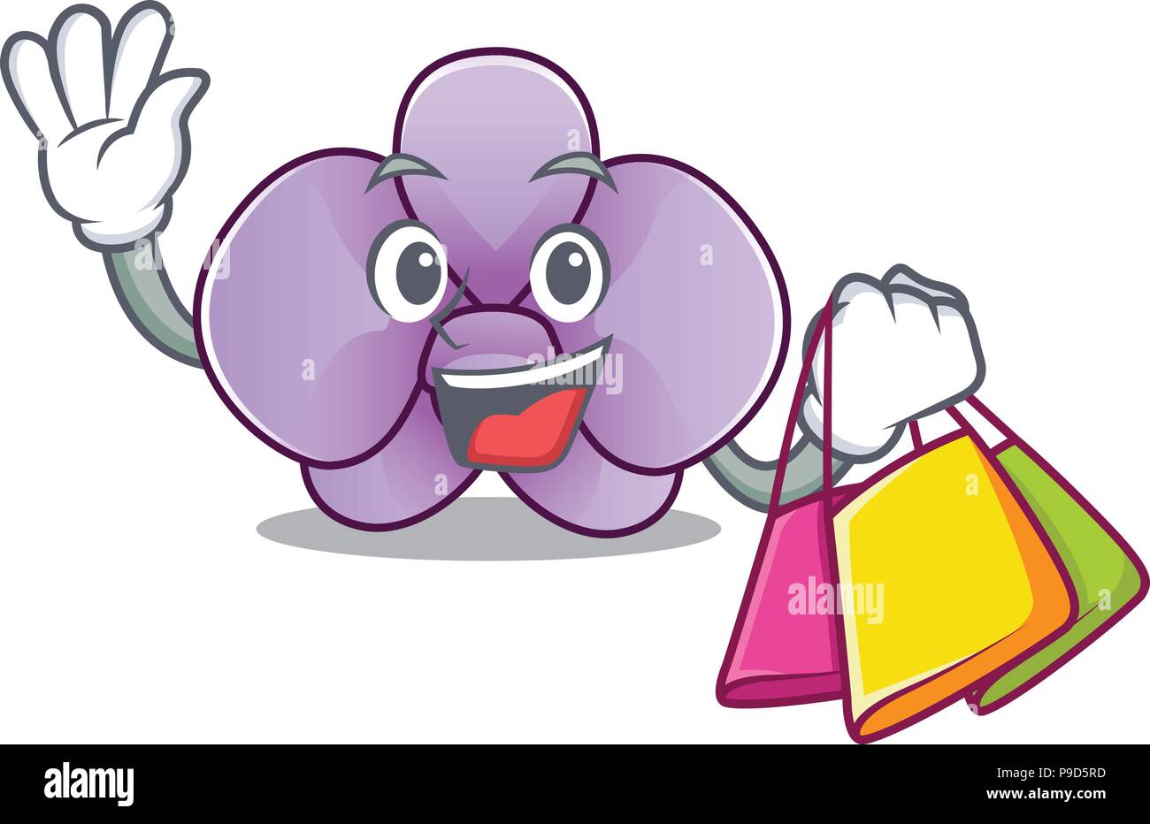 Shopping orchid flower Charakter Cartoon Stock Vektor