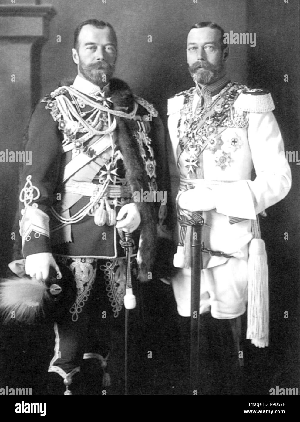 Zar Nikolaus II. von Russland und George V des Vereinigten Königreichs in Berlin. Museum: Staatliches Historisches Museum, Moskau. Stockfoto