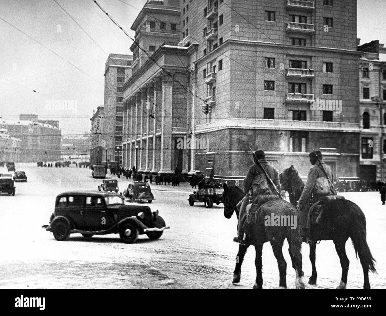 Pferd Patrouille in Moskau. Museum: Staatliche Russische Film und Foto Archiv, Krasnogorsk. Stockfoto