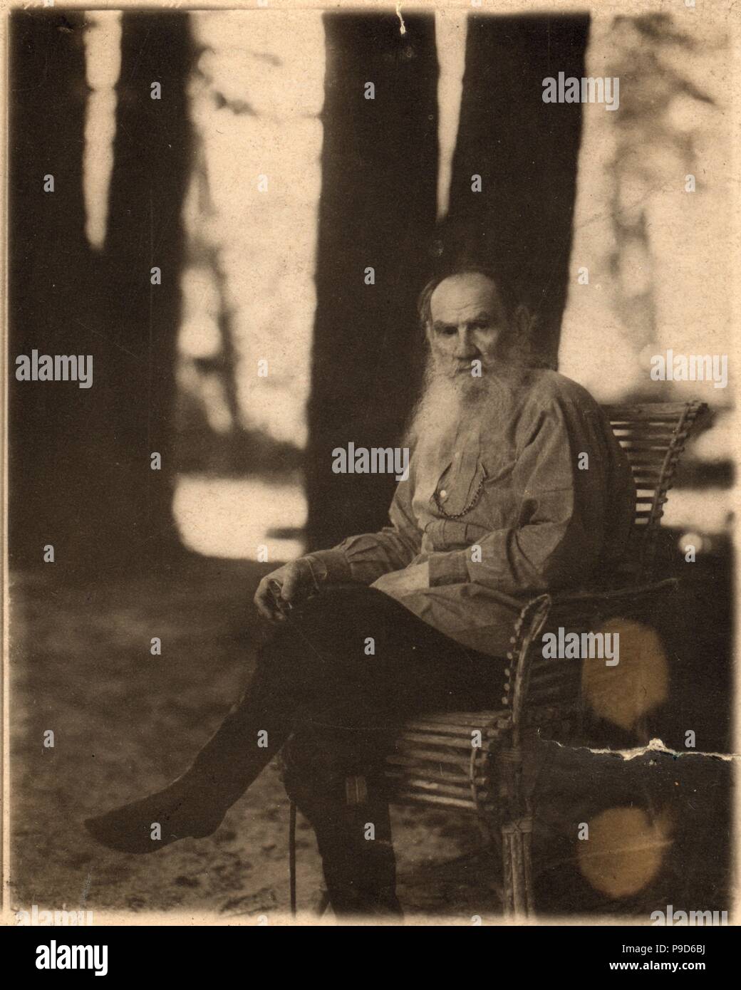 Leo Tolstoi in Jasnaja Poljana. Museum: State Museum von Leo Tolstoi, Moskau. Stockfoto