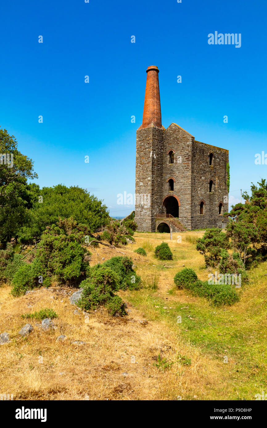 Schergen Bodmin Moor Cornwall England Juli 12, 2018 die Reste des 19. Jahrhunderts Süden Phoenix Mine, wo Kupfer und Zinn abgebaut wurde Stockfoto