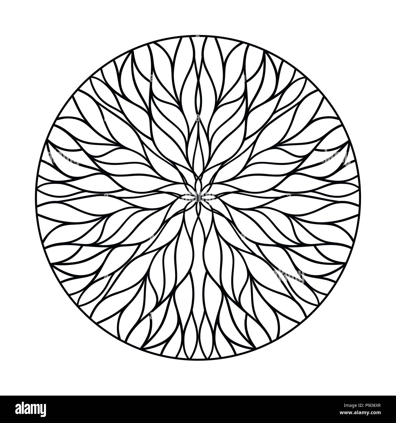 Kreisförmiges Ornament aus fließenden Linien. Natürliche Geometrie. Vektor Dekor Elemente Stock Vektor