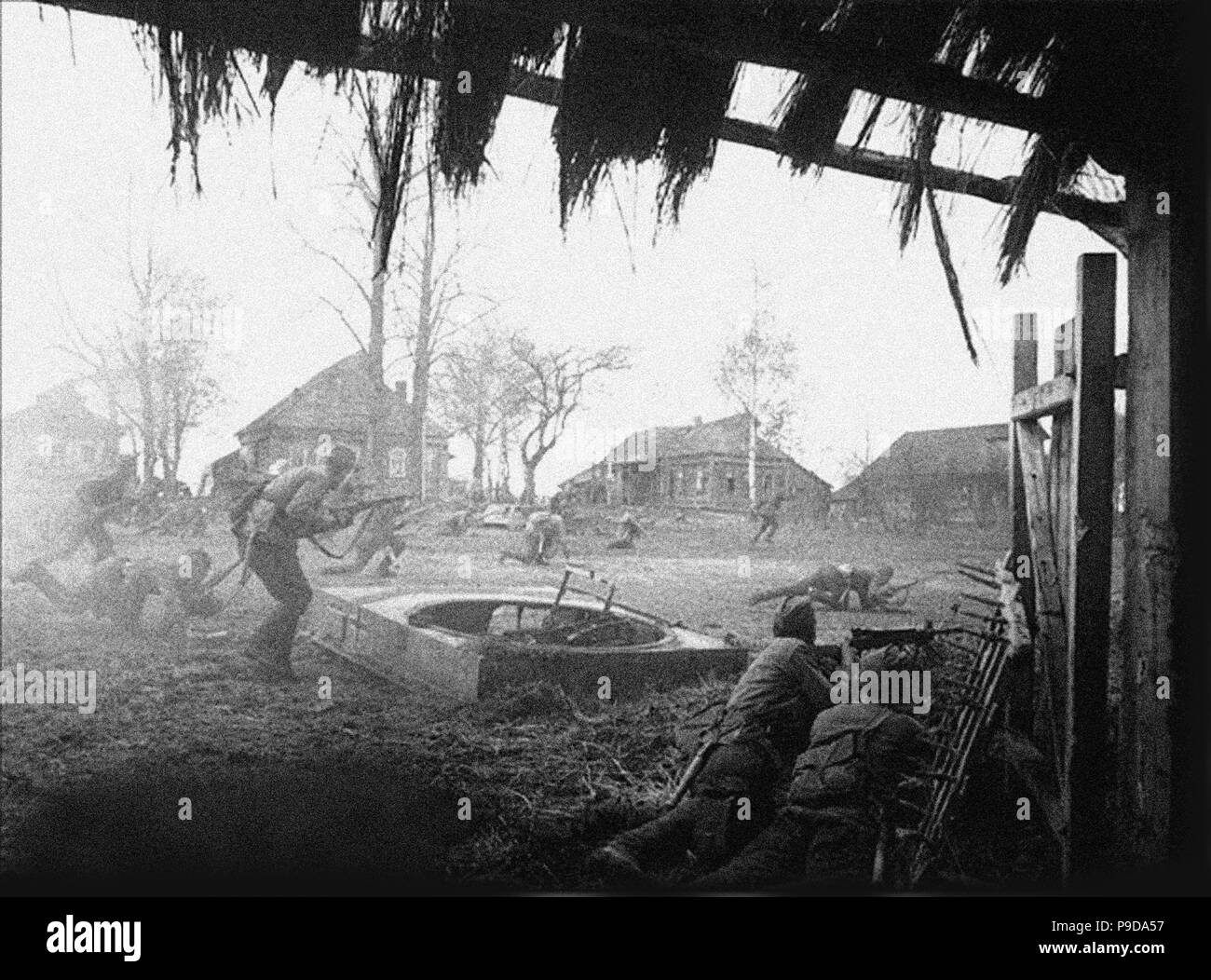 Die sowjetische Armee Gegenangriffe. Ende Oktober, 1941. Tarutino, Kaluga Region. Museum: Staatliche Russische Film und Foto Archiv, Krasnogorsk. Stockfoto