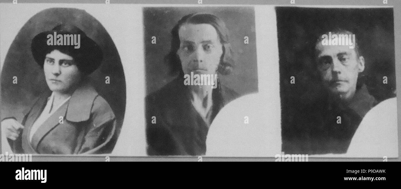Passfotos der S.I. Petrova, überlebte die Belagerung von Leningrad. Im Mai 1941, im Mai 1942 und Oktober 1942. Museum: State Museum der politischen Geschichte Russlands, St. Petersburg. Stockfoto