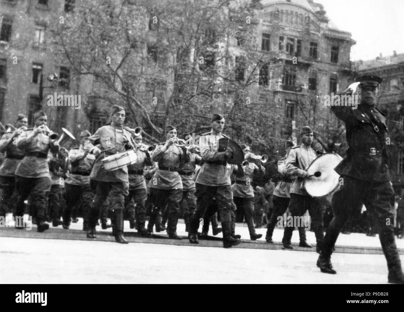 Sowjetische Militär Orchester in befreiten Budapest, 1945. Museum: Staatliche Russische Film und Foto Archiv, Krasnogorsk. Stockfoto