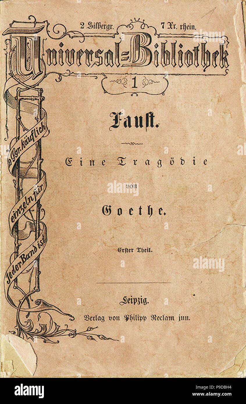 Goethes 'Faust I', der erste Band des Reclam Universal Bibliothek, erschien am 10. November 1867. Museum: private Sammlung. Stockfoto