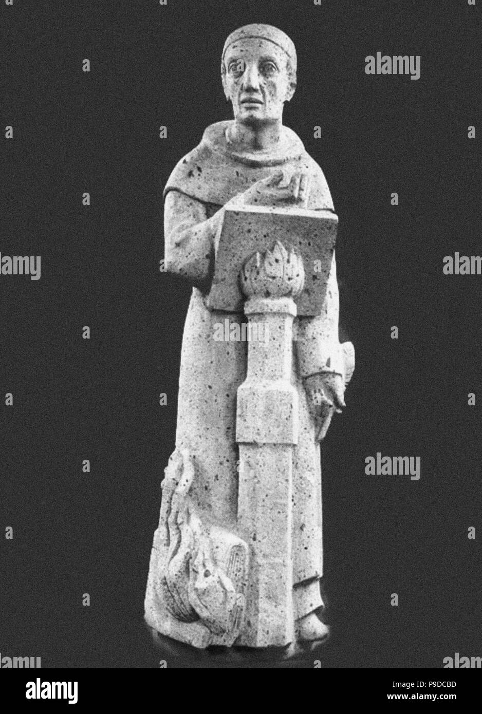 Meister Eckhart von Hochheim. Skulptur auf dem Turm des Rathauses, Köln. Museum: Rathaus, Köln. Stockfoto