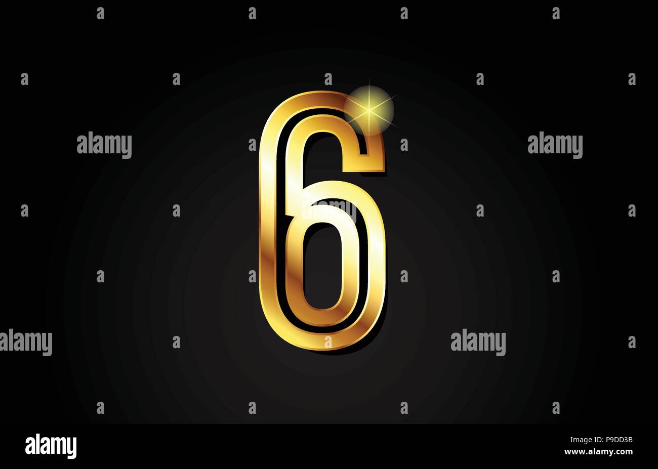 Gold Nummer 6 Logo Design geeignet für ein Unternehmen oder ein Geschäft Stock Vektor